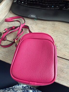 Hot Pink Pebbled Crossbody Bag with Adjustable Strap
